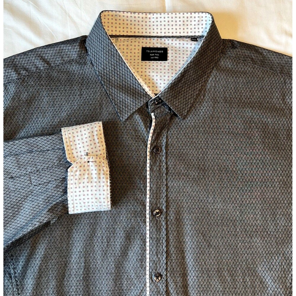 7 Diamonds Madewell Long Sleeve Button Down Shirt Men’s 3XL Dark Gray Flip Cuff